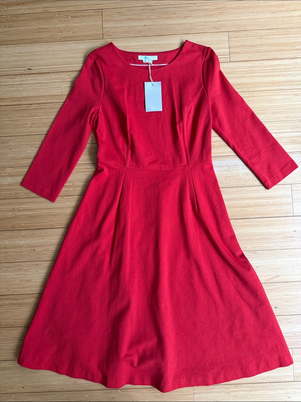 Boden Red Long-Sleeve A-Line Dress